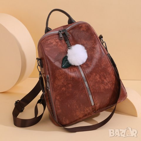 Дамска чанта-раница Brown 1119, снимка 6 - Чанти - 43055171