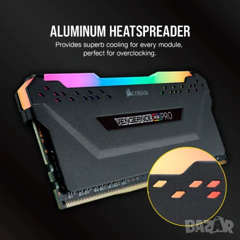 RAM ПАМЕТ Corsair Vengeance RGB PRO 32 GB (4 x 8 GB) DDR4 3733 MHz C17 XMP 2.0 Enthusiast LED!, снимка 3 - RAM памет - 49095591