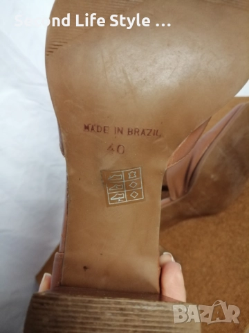 Emilio Salvatini номер 40 дамски елегантни обувки на ток; естествена кожа; цвят карамел, снимка 10 - Дамски елегантни обувки - 52877995