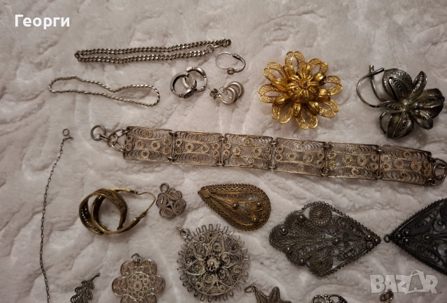 Сребро филигран сребърни изделия гривна брошка накит, снимка 4 - Колиета, медальони, синджири - 52850412