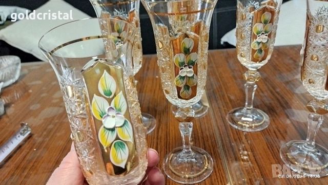 позлатени кристални чаши Бохемия Чехословакия , снимка 7 - Антикварни и старинни предмети - 52935863