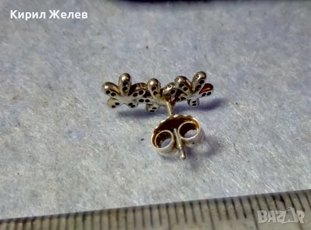ПРЕЛЕСТНА НЕЖНА ФЛОРАЛНА СРЕБЪРНА ОБЕЦА ЦВЕТЯ СРЕБРО 925 с МИНИАТЮРНИ ФАСЕТИРАНИ ЦИРКОНИ 48667, снимка 2 - Обеци - 48901244