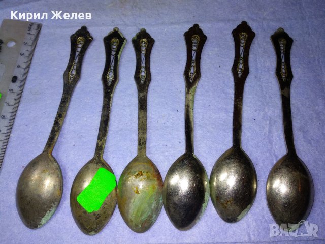КОМПЛЕКТ 6 Стари РУСКИ БРОНЗОВИ ДЕБЕЛО ПОСРЕБРЕНИ ЛЪЖИЦИ с ФИЛИГРАННА ОРНАМЕНТИКА 42197, снимка 3 - Колекции - 43806649