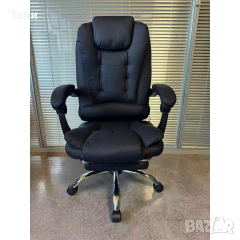 Ергономичен въртящ се офис стол с масаж и поставка за крака, снимка 9 - Столове - 53219012