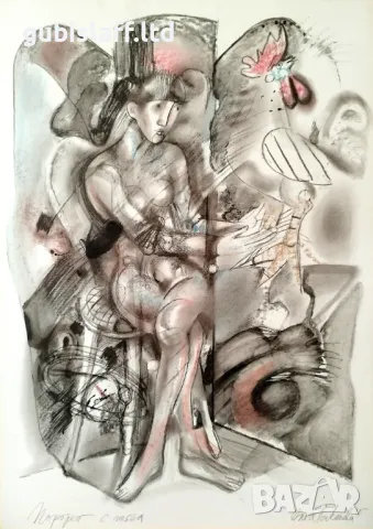 Картина, "Портрет с петел", худ. Олга Паскалева, 1985 г.