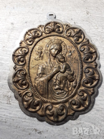 Страхотна нагръдна икона - панагия месинг, снимка 3 - Антикварни и старинни предмети - 53333650