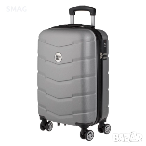 Куфар с колелца 87л, сив метален_1245728