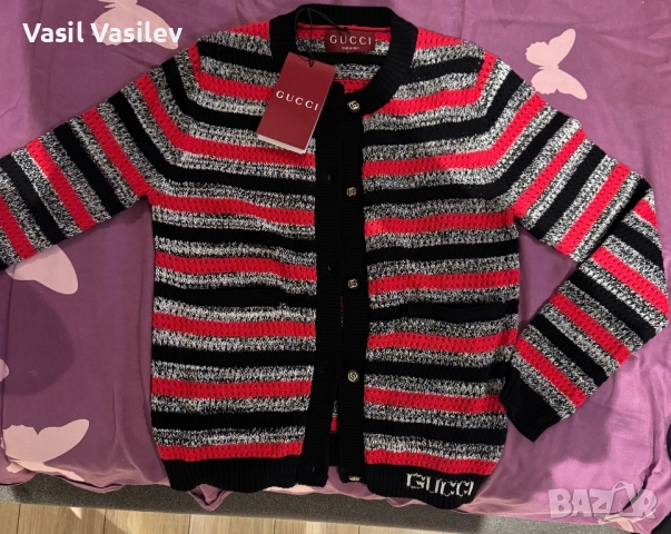 Gucci Striped cardigan, Гучи жилетка, снимка 6 - Жилетки - 52553056