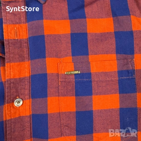 Мъжка карирана риза Scotch & Soda размер M -Червено и синьо (Amsterdam Couture), снимка 5 - Ризи - 53329323