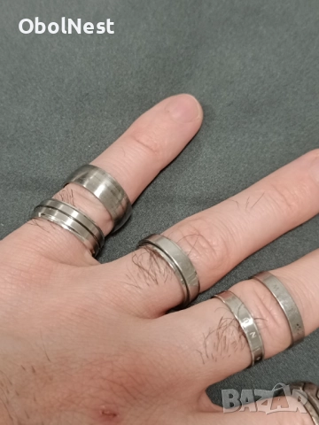 Комплект мъжки пръстени - сребро 925, титан и неръждаема стомана, снимка 3 - Пръстени - 52367470