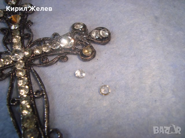 СТАРО ГОРЯМО НАГРЪДНО СРЕБРИСТО АЖУРНО АРТ КРЪСТЧЕ - МЕДАЛЬОН с КРИСТАЛЧЕТА 27458, снимка 8 - Колиета, медальони, синджири - 36953905