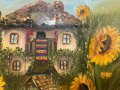 Картина с къща и слънчогледи, снимка 2