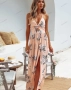 Дамска рокля с V-образно деколте и шифонов принт, 3цвята , снимка 3