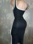 Zara XS/ S- Черна секси рокля от трико с бяла странична лента, снимка 11
