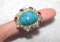 925 сребърен пръстен с 32 карата тюркоаз камък 22x17мм, общо тегло 15.8гр., снимка 3