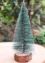 Миниатюрна декоративна изкуствена елха с поставка от дървено пънче, 30 см височина, снимка 5