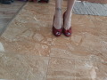 Официални обувки Gorgeous висок ток елегантни бордо чанта ключ тъмно червен , снимка 7