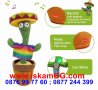 Пеещ танцуващ и повтарящ плюшен кактус в саксия играчка за деца  - код 3698, снимка 2