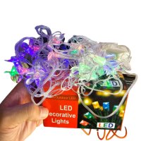 Многоцветни коледни LED лампички с цветя с щепсел, дължина - 5м ,28бр лампички, снимка 3 - Декорация за дома - 43473847