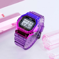 Skmei Дамски цифров ръчен часовник с галванично покритие Прозрачна каишка Удароустойчив, снимка 2 - Дамски - 44859164