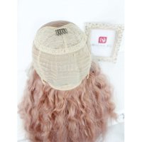 Дълга чуплива розова лейс фронт перука Елда, снимка 6 - Аксесоари за коса - 32837571