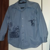 Синя модерна памучна риза за момиче LOMAN, снимка 2 - Ризи - 37881526