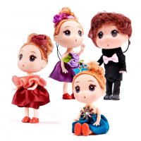 Кукли за куклена къща, 3 момичета и 1 момче, 12 см , кукли за дървени къщи