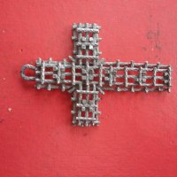 Старинен ажурен метален кръст , снимка 3 - Колекции - 43222838