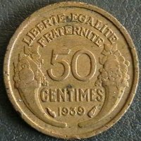 50 сантима 1939, Франция, снимка 1 - Нумизматика и бонистика - 28408817
