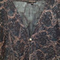 Черна дантелена блуза с златисти нишки, снимка 7 - Други - 39866455
