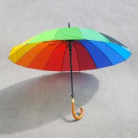 1529 Голям дамски чадър за дъжд Дъга, 16 ребра, 95см диаметър, снимка 5 - Други - 29188493