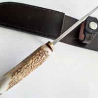 Нож дамаск Ламинат Рог Кожена кания, снимка 4 - Ножове - 43624153