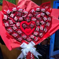 Букет сърце "MY LOVE" от шоколадови вафлички, снимка 7 - Романтични подаръци - 44070845