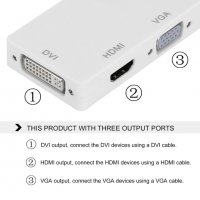 3в1 адаптер Mini Display Port / Thunderbolt към  HDMI - DVI -  VGA, снимка 5 - Кабели и адаптери - 34848046