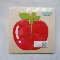 Дървен пъзел Влак за най-малките играчка ябълка червена плод, снимка 1 - Образователни игри - 12893129