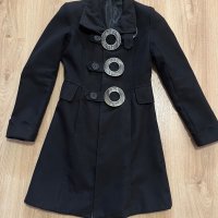 Дамско черно палто, снимка 1 - Палта, манта - 38336777