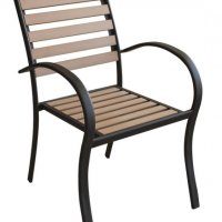 Стол с подлакътник 56x60x88см PLASTIC WOOD NATURAL - (611) - Horecano, снимка 1 - Столове - 38432577