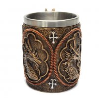 Код 95624 Стилна чаша от полирезин и метал с релефни декорации - дракон, снимка 2 - Чаши - 37044209