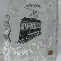 фигурка трамвай от град Норкопинг,Швеция. Стъкло, снимка 3 - Други ценни предмети - 44847150