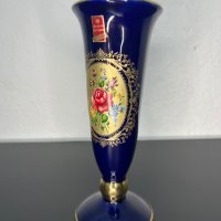 Немска кобалтова ваза №4826 , снимка 3 - Антикварни и старинни предмети - 43169565