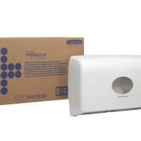 Aquarius, 6947, Twin Mini Jumbo диспенсър за навити тоалетни кърпички, бял, 1 x 1 дозатор, снимка 1 - Други - 43938422