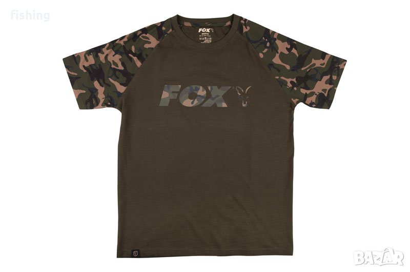 Тениска Fox Raglan T-Shirt Black & Camo, снимка 1