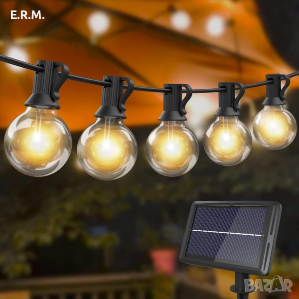 Соларни LED приказни светлини верига лед лампички украса декорация парти рожден ден 9м. 25+2 крушки, снимка 1