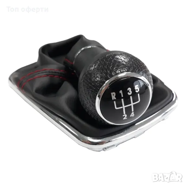 Топка за скоростен лост с маншон съвместима с VW Golf  Bora с 5 скорости - червен конец, снимка 1