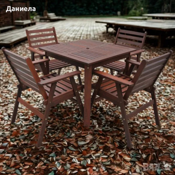 Градински комплект Tirora Muhler Meranti - 5 части, дърво, снимка 1