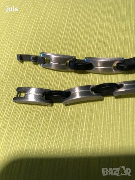 Мъжка гривна в сребристо и черно, снимка 1