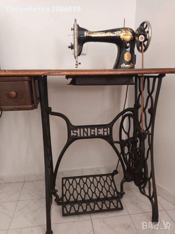 Старинна шевна машина Singer, снимка 1