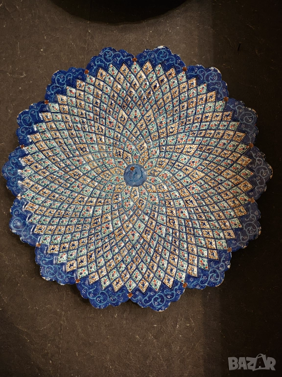 Minakari ръчно изработена медна емайлирана чиния за стена , снимка 1