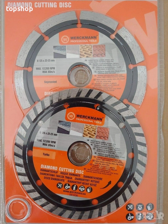 Чисто нови запечатани диамантени режещи дискове Werckmann, 125 мм (комплект от 2), професионални ..., снимка 1