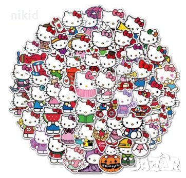 50 бр Hello Kitty Коте Кити самозалепващи лепенки стикери за украса декор, снимка 1